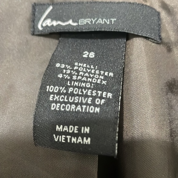 Lane Bryant dark brown suit jacket/blazer with faux leather trim.Size 26 - Picture 6 of 9